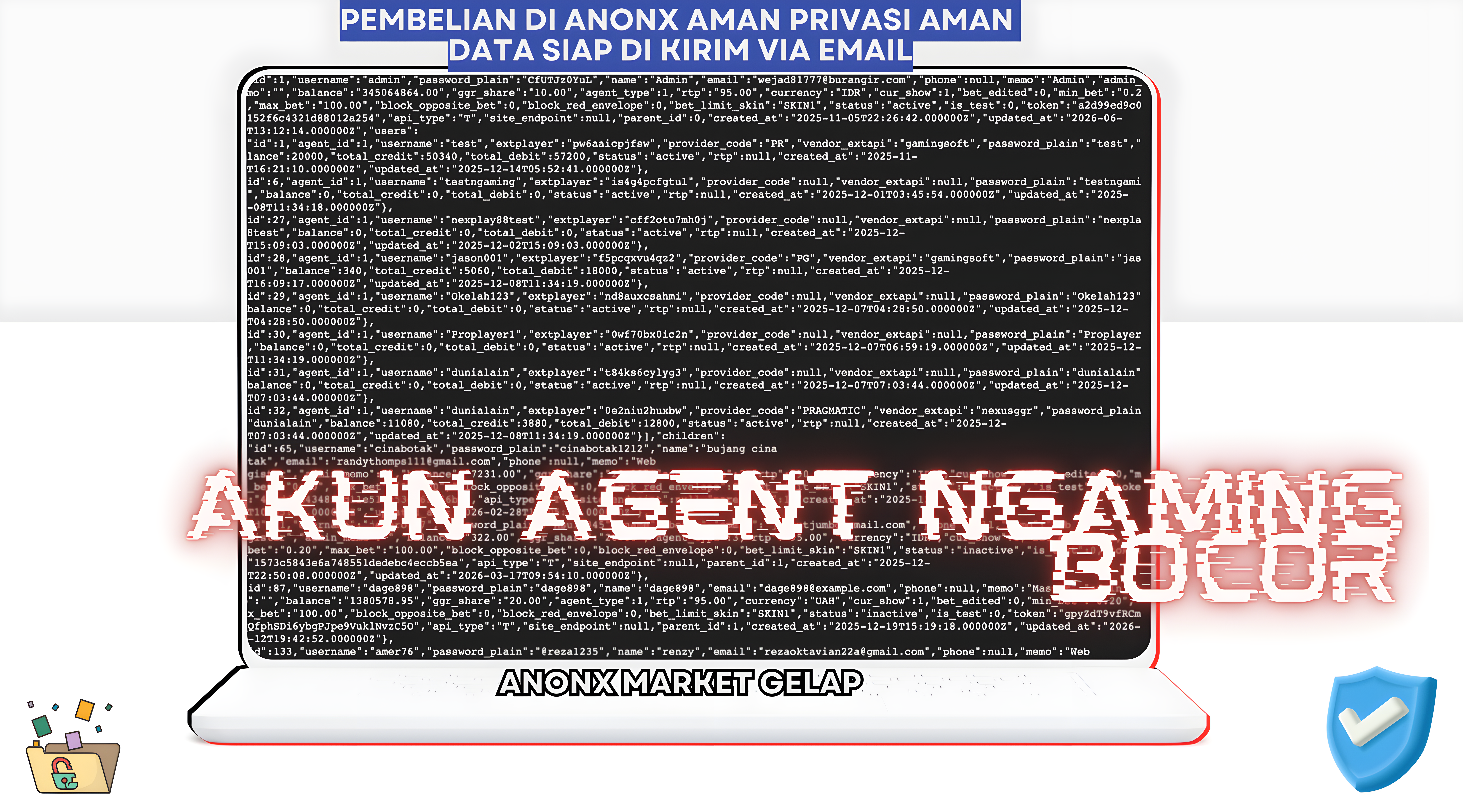 NGAMING.XYZ Bocor agent & Users Data JSON
